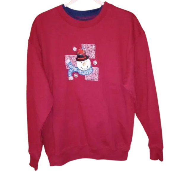 M And C Sportswear Snowman Crew neck Sweater Size Medium - Picture 1 of 4